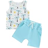One opening 6M-4T Baby Boy Shorts Set Holiday Outfit Coco Tree Sleeveless T Shirt Tees Tank Tops Shorts Kids Summer Clothes