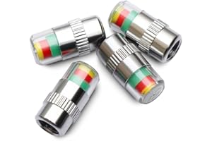 ANKI HAPPIGO 4Pcs 32-to-35 PSI Car Tire Pressure Monitor Valve Stem Caps Sensor Indicator Easy to Read 3 Color Eye Alert