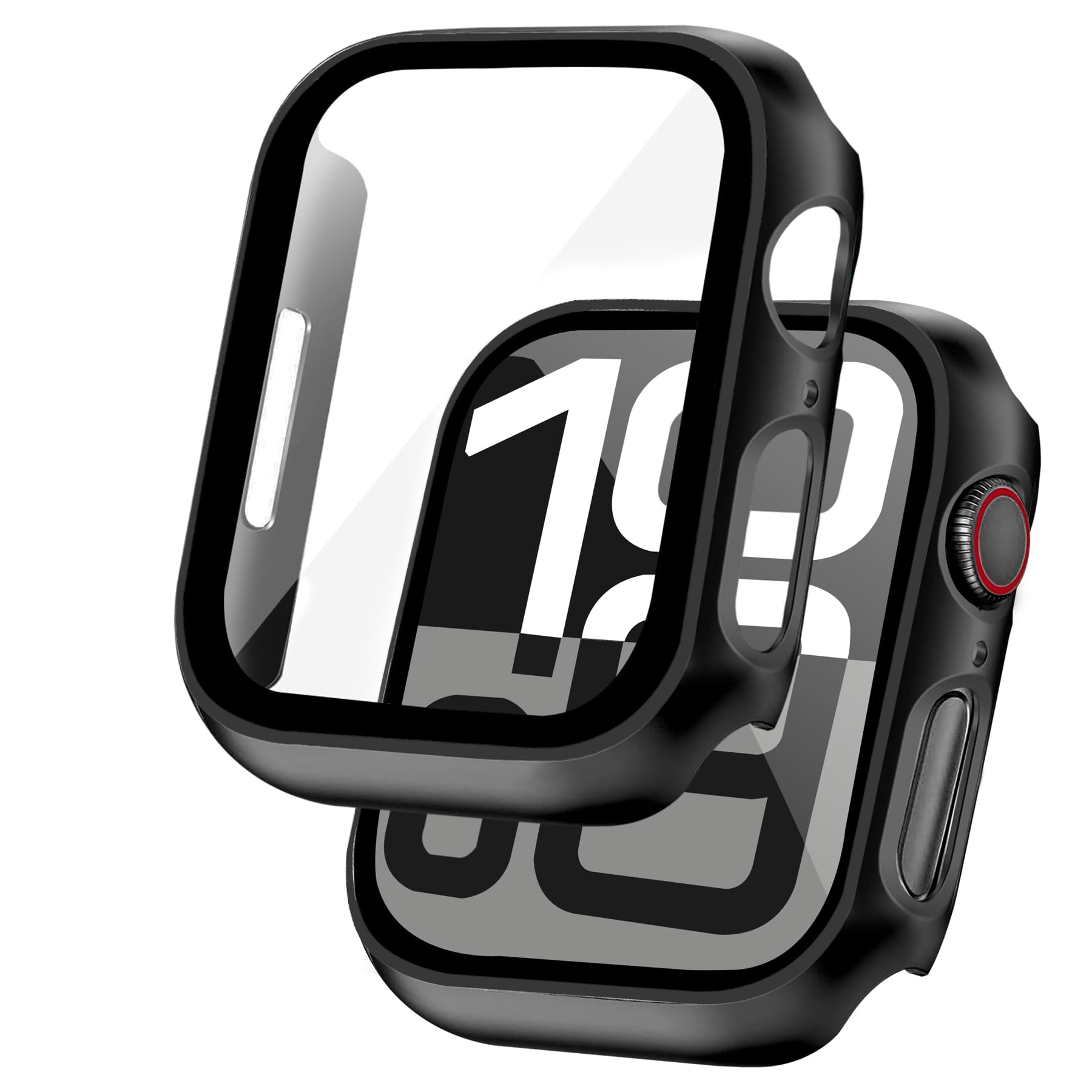 Photo 1 of JR.DM 40mm 2 Pack Hard PC Case with HD Tempered Glass Screen Protector for Apple Watch Series 6/5/4/SE/SE 2, Slim Guard Bumper Full Coverage Protective Anti-Scratch Face Cover for iWatch, Black+ Black