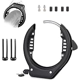 Bike Frame Lock, One-Push Locking System for Bicycle/E-Bikes/Fat Tire Bicycles, Heavy Duty Anti-Theft Wheel Lock with Mounting Bracket &amp; 2 Keys (Black - Fit for E-Bike &amp; Fat Tire Bike)