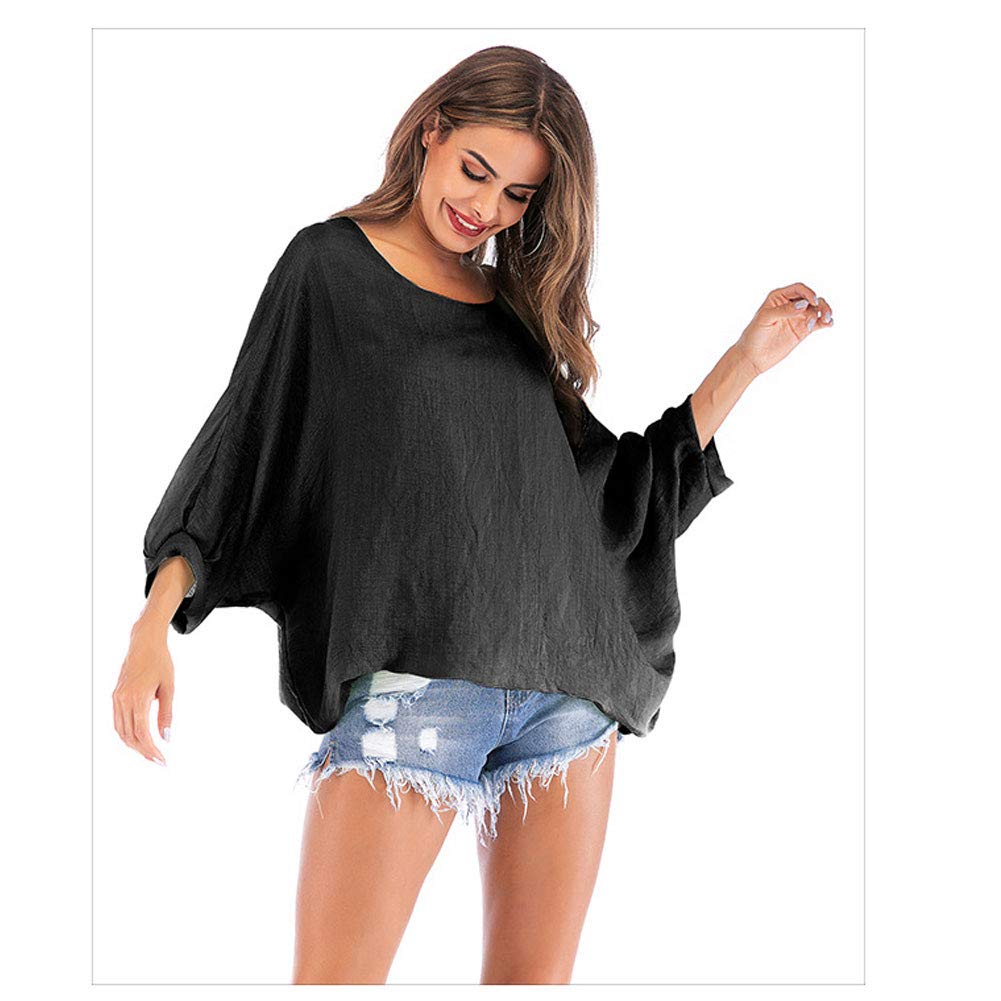 Women\'s Batwing Sleeve T Shirt Loose Blouse Tops Casual Pullover Top