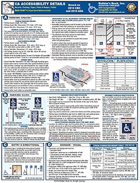 2019 California Accessibility Details Quick Card Based On 2019 Cbc 2010 Ada Builders Book Inc Mary Jorgensen Kevin Choi Kevin Choi 9781622702381 Amazon Com Books