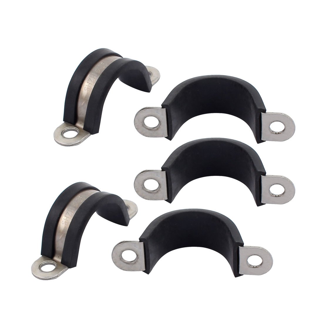 sourcingmap 5Pcs 25mm Dia Rubber Lined U Shaped Stainless Steel Hose Pipe Clips Clamp Cable