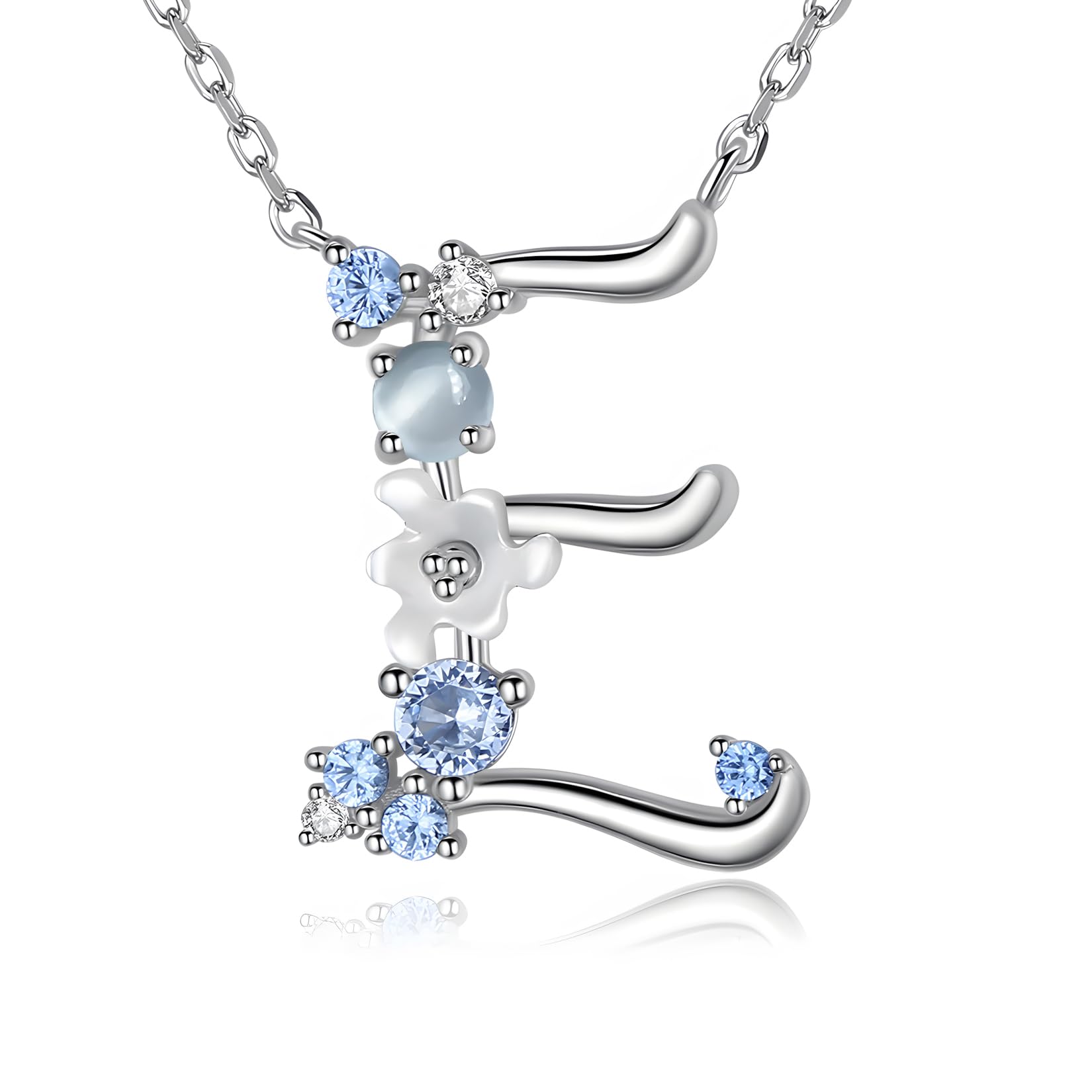 VIKI LYNN Letter E Initial Necklace 925 Sterling Silver Cubic Zirconia Personalised Gifts for Girls