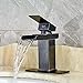 Senlesen Oil Rubbed Bronze Waterfall Spout Bathroom Sink Vessel Vanity Faucets Lavatory Mixer Tap Single Handle with 6 Inch Cover Plate