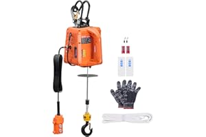 VEVOR 3-in-1 Electric Hoist Winch, 1100 lbs Capacity, 1500W Portable Power Winch, 30 ft Lifting Height, 16 ft/min with Wire and Wireless Remote Control, for Garage, Warehouse, Factory Lifting Towing