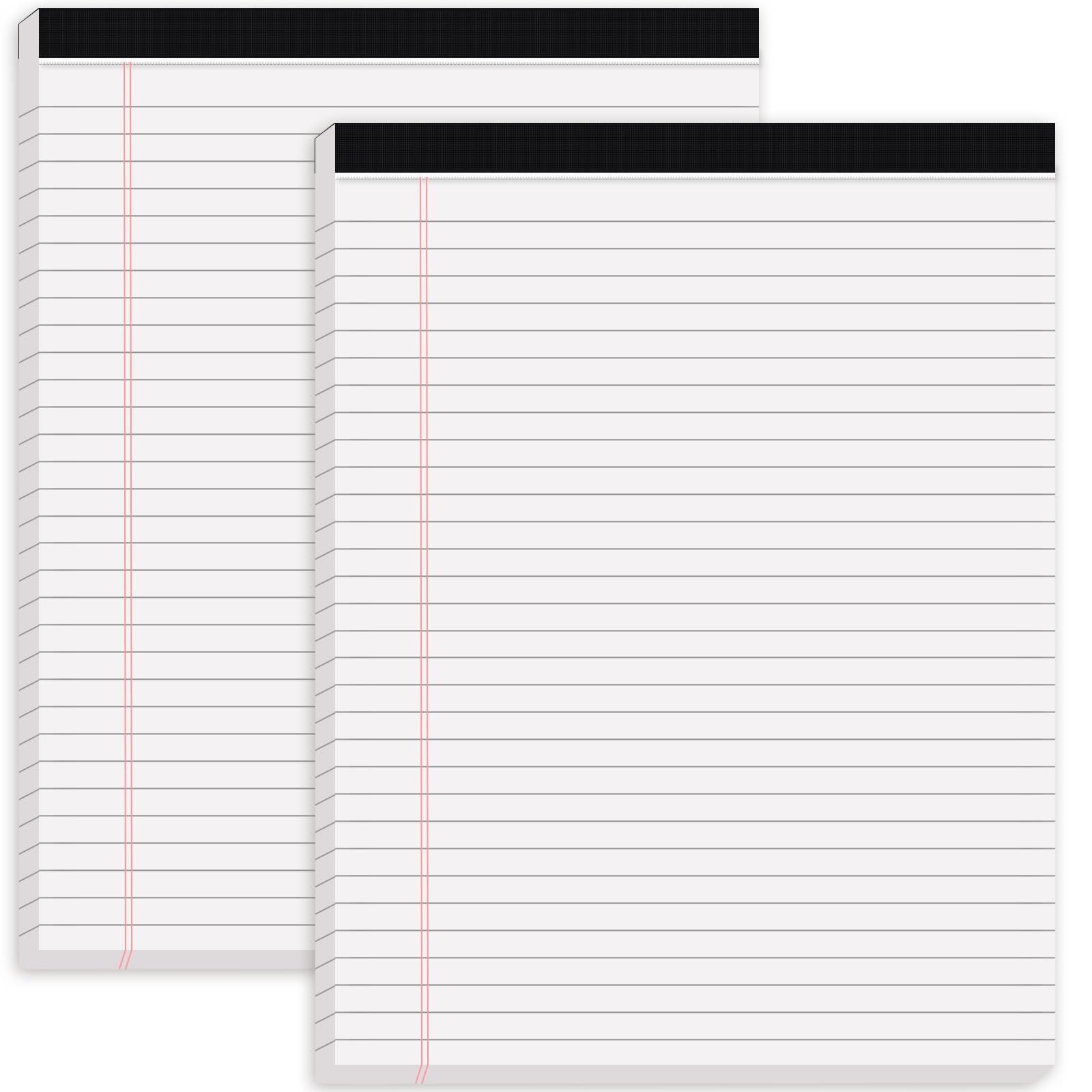 Koogel 2 Packs Legal Pads 21.5 x 28cm, 50 Sheets Wide Ruled Lined Perforated Notepads Writing Pads White Paper Pads for Student School Office