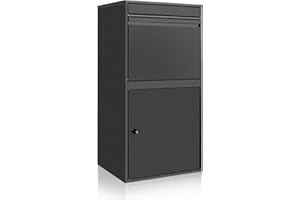 YOOBOX Package Delivery Box, Extra Large Galvanized Steel Parcel Drop Box for Outside, Parcel Box with Secure Storage Compartment, for Outdoor Porch, Curbside, Black