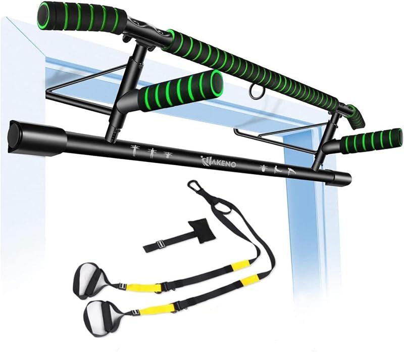 HAKENO Pull Up Bar Door Frame Fitness Chin-Up Bar with Suspension Straps Set