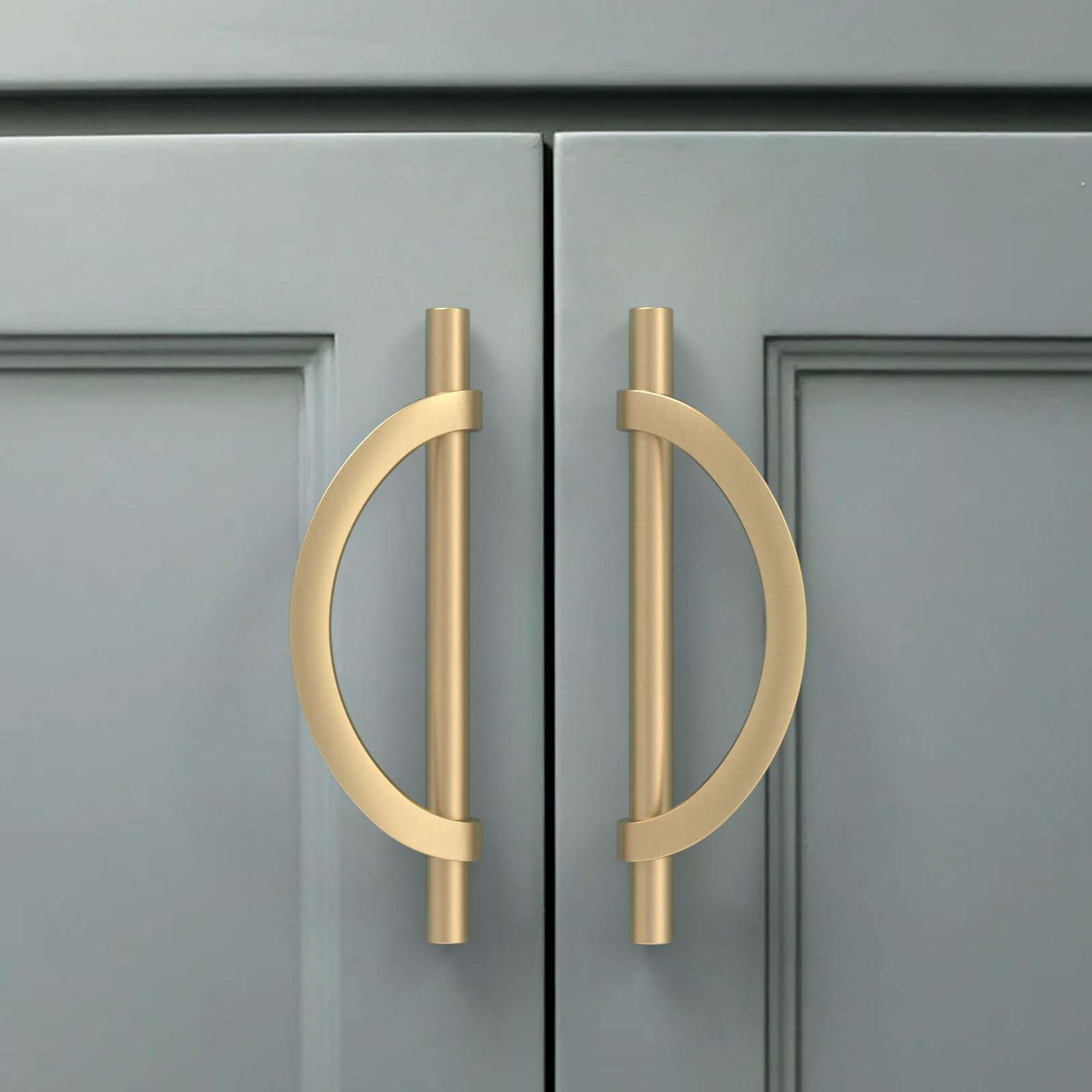 Amerdeco Gold Cabinet Pulls 128mm Hole Center, Modern Style, Zinc Alloy, Gold Finish, 10 Pack with Installation Hardware