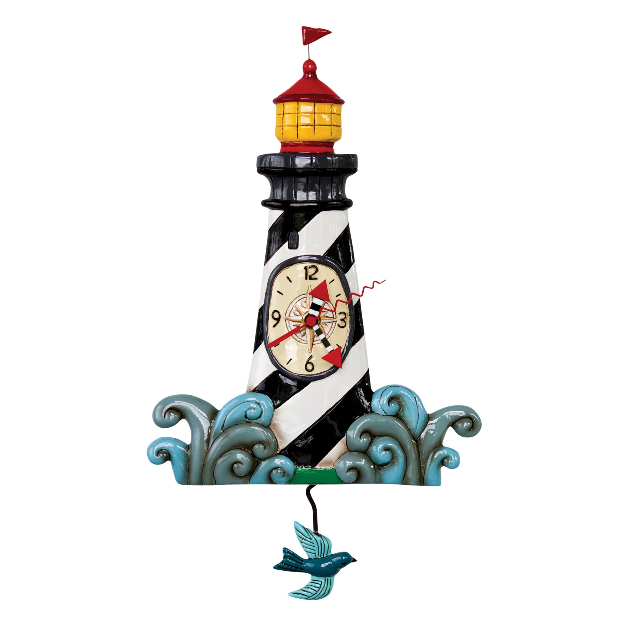 Allen Designs "Augie's Light Whimsical Lighthouse Pendulum Wall Clock