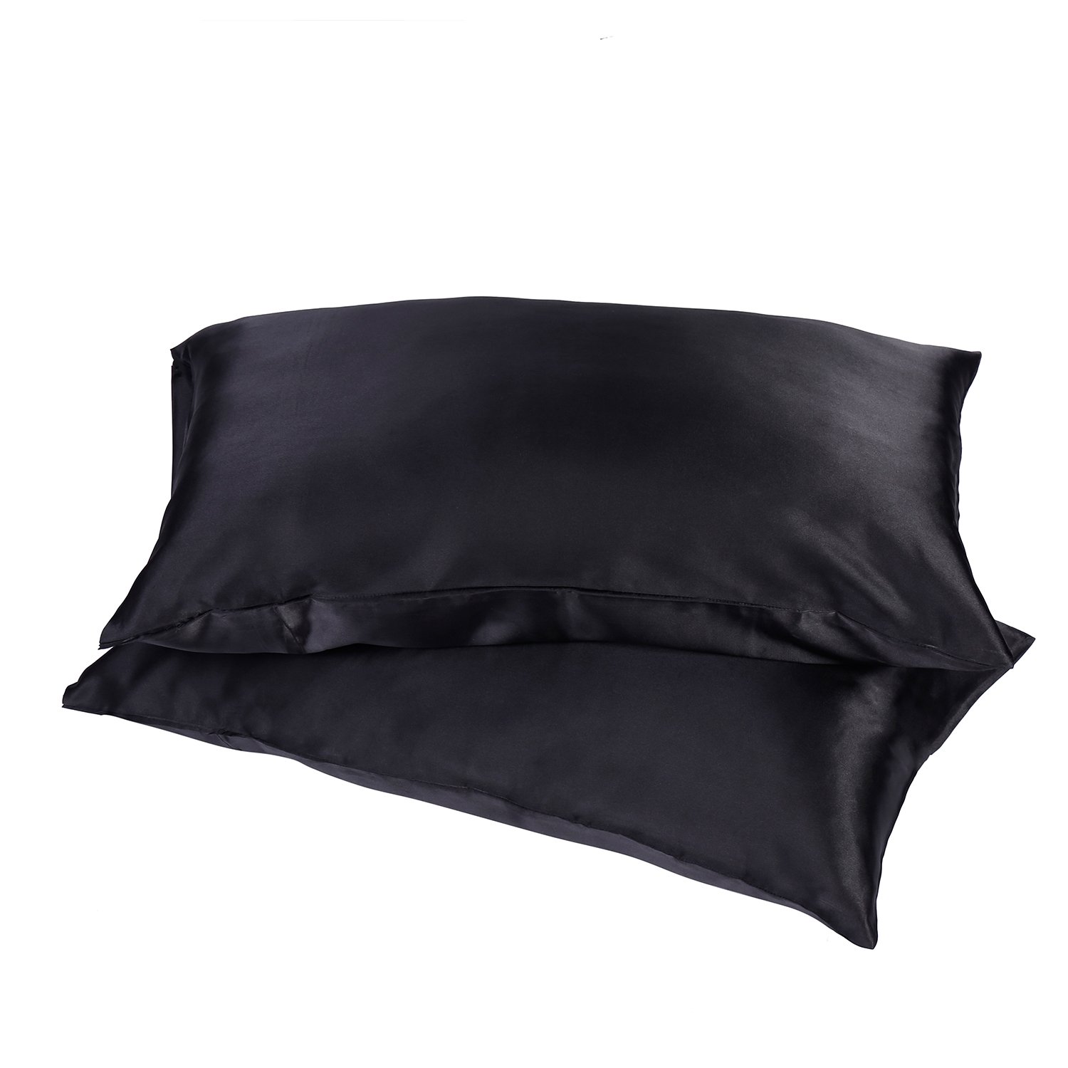 MOVEONSTEP Pillow Cases 2 Pack Housewife Bedroom Pillow Covers Plain Silky-soft Brushed Microfiber Pillowcases Queen Size 75 * 50cm (Black)