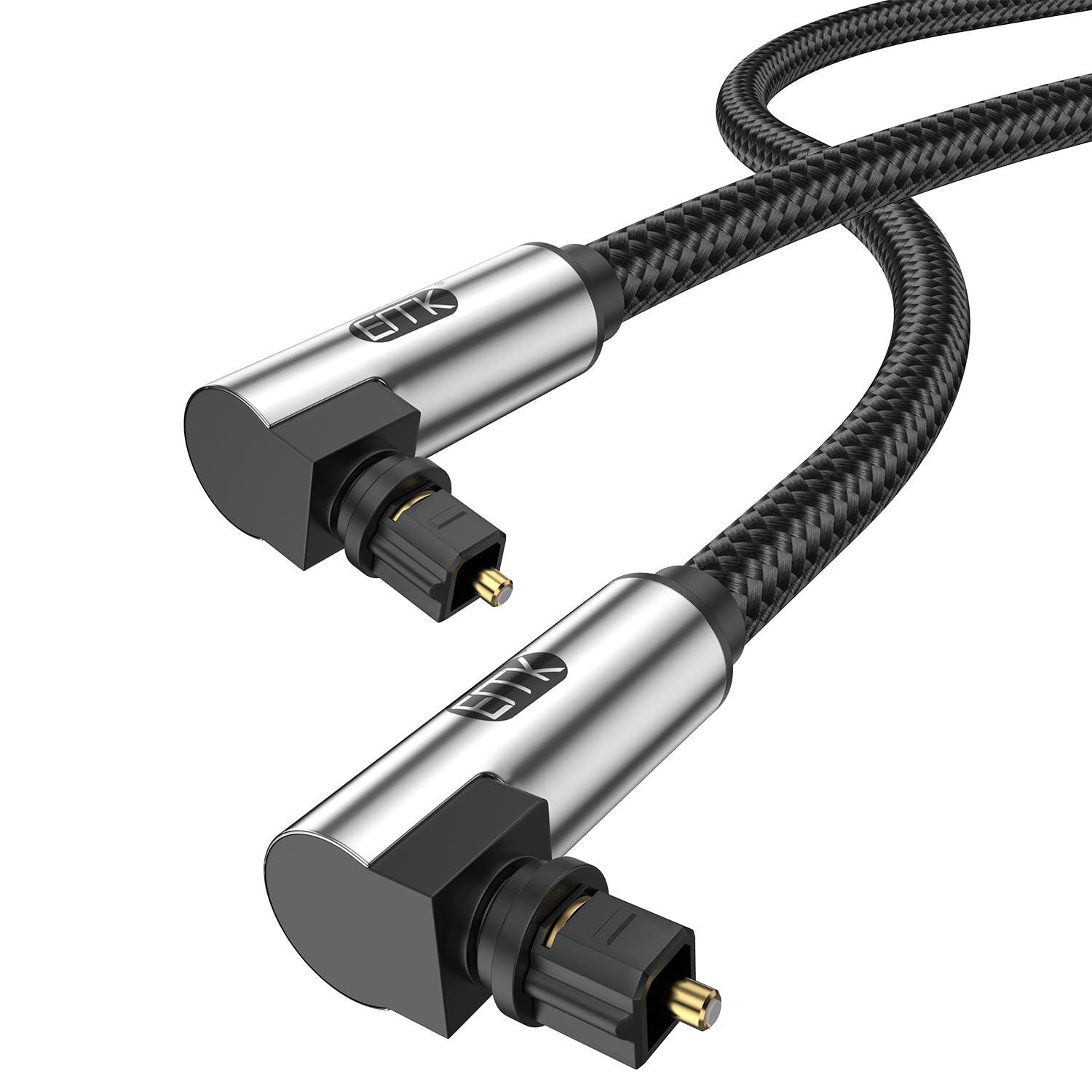 EMK 90 Degree Optical Cable 5M,360 Degree Swivel Adjustable Right Angled Optical Audio Cable Toslink Cable Fiber Optic Cord for Home Theater, Soundbar, Gaming Console, Speaker