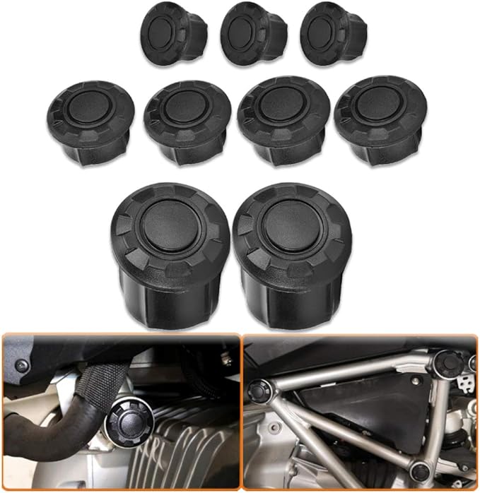 Frame Tube Hole Plugs, Motorcycle Frame Hole Cover Caps Plug Kits for