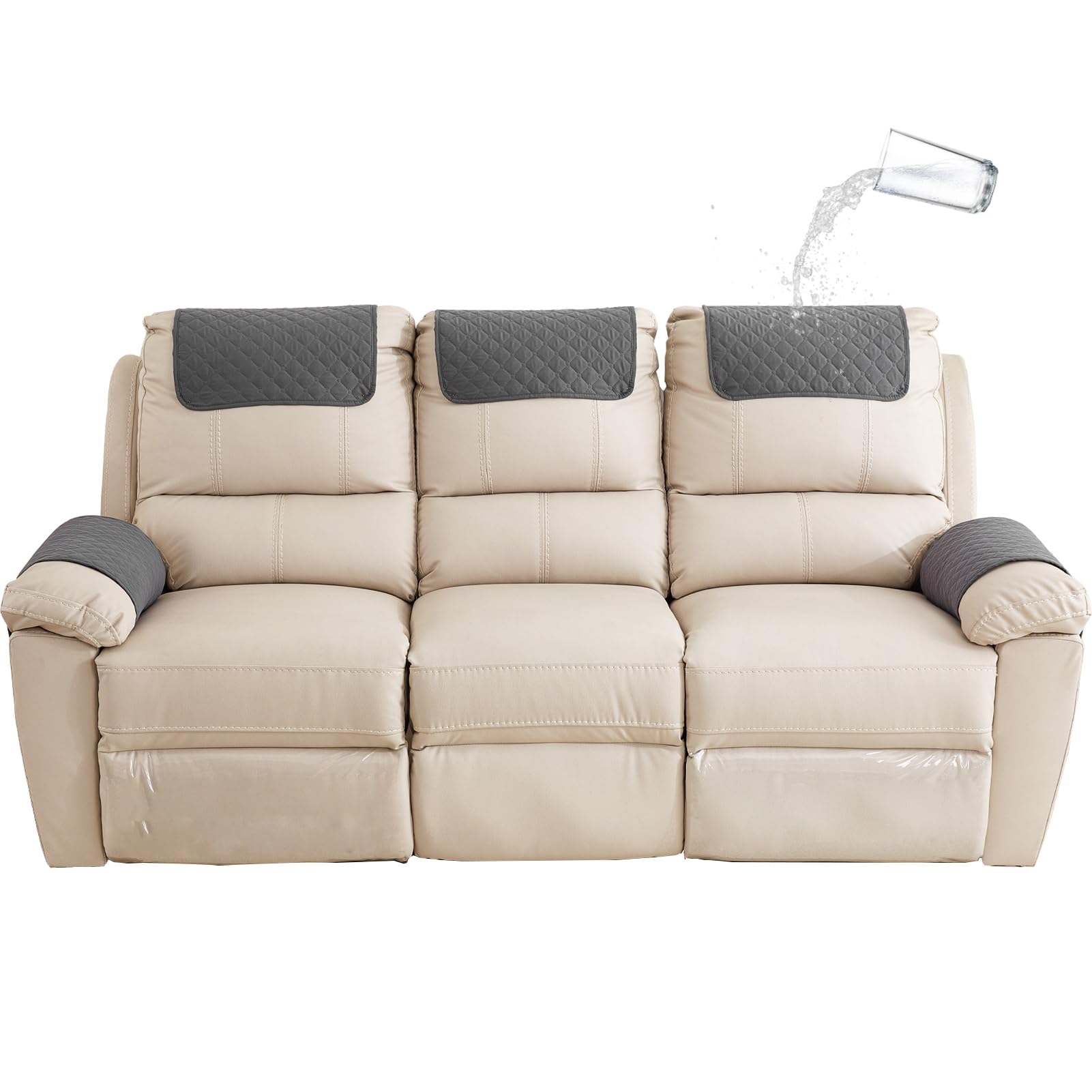 GYHH Sofa Armrest Cover, Headrest Cover for Recliner Chair Arm Cover,Armchair Slipcover Nonslip Quilted Furniture Protector for Pets Leather Sofa Couch