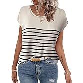 Zeagoo Sweater Vest Women Crew Neck Loose Fit Knit Lightweight T Shirts Pullover Casual Summer Outfits