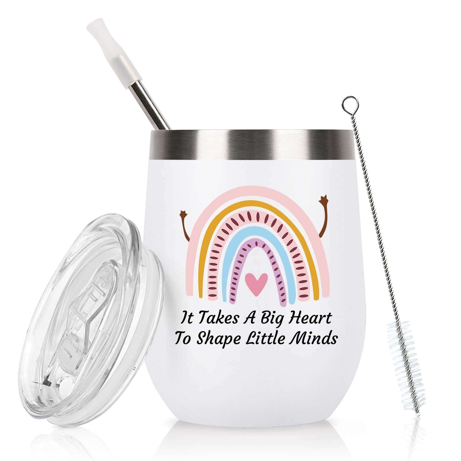 Livole Teacher Gift - It Takes A Big Heart to Help Shape Little Minds - 12OZ Insulated Coffee Mug, 350ml Double Walled Tumbler for Women, Men, Thank You, End of The Year