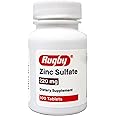 Rugby Zinc Sulfate 220 mg Tablets - Made with Zinc Sulfate Heptahydrate - Dietary Supplement - 100 Tablets