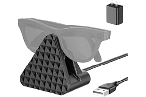 SDFGHJ Charging Station for Ray Ban Meta - Replacement Charger for Ray-Ban Meta Glasses - USB A Type Organizer Charging Dock Stand for Wayfarer Skyler Headliner, with Adapter (Black)