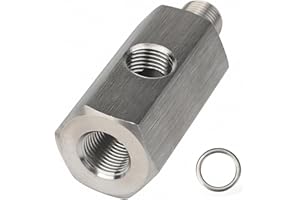 Stainless Steel 1/8 BSPT Female to 1/8 BSPT Male with 1/8 NPT Port Adapter Turbo Supply Feed Line Gauge Oil Pressure Sensor T