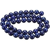 HARFINGTON 100pcs Natural Stone Beads 8mm Lapis Lazuli Blue Round Gemstone Stone Loose Beading Real Genuine Smooth Balls Bead for Jewelry Making Bracelets Necklace Earrings DIY