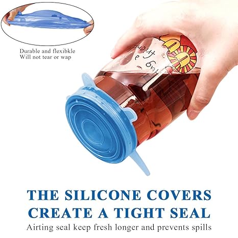 Kimmyer 6-Pack Silicona Stretch Tapas-tazón Cubre Alimentos ...