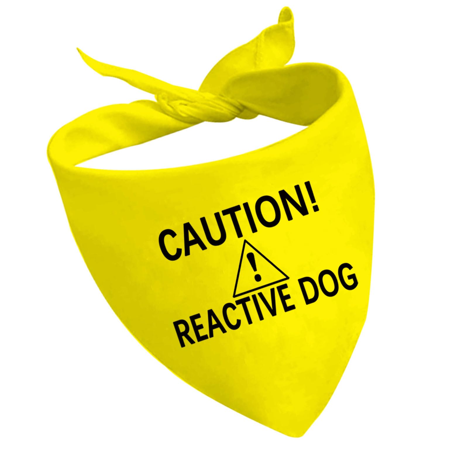 CENWA Dog Reactive Bandana, Yellow, Large, Polyester, Letter Print, Drawstring, Cautionary, 1 Piece