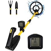JOYAIRE Kids Metal Detector with 7.4" Waterproof Coil, Beach Toys for Kids | LCD Screen, 24"&ndash;35" Adjustable Height, 1.1 lb Lightweight, Gifts for Kids, Shovel &amp; Rake Included, Outdoor Adventure