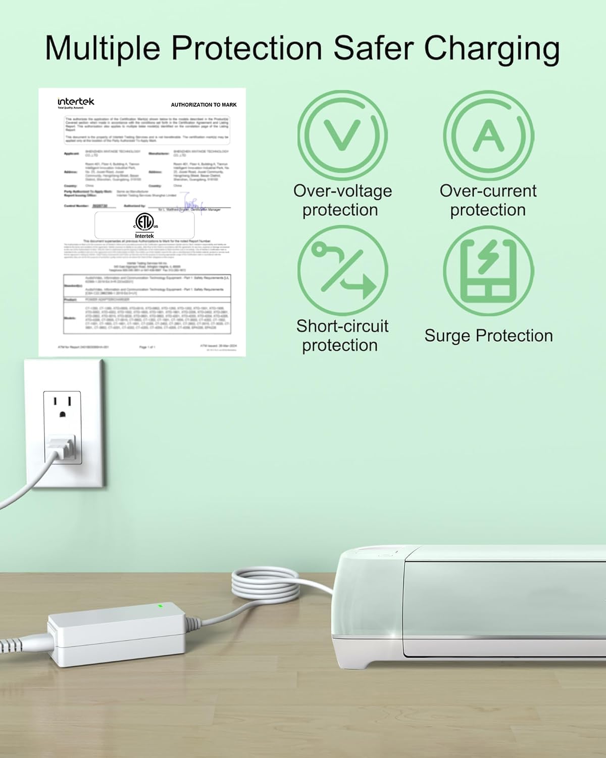 Power Cord for Cricut Explore air 2, Expression 2, Maker, Explore Air, Explore One Create Cake Mini Original Replacement for Cricut Maker KSAH1800250T1M2 Cutting 18V Charger Power Supply (White)