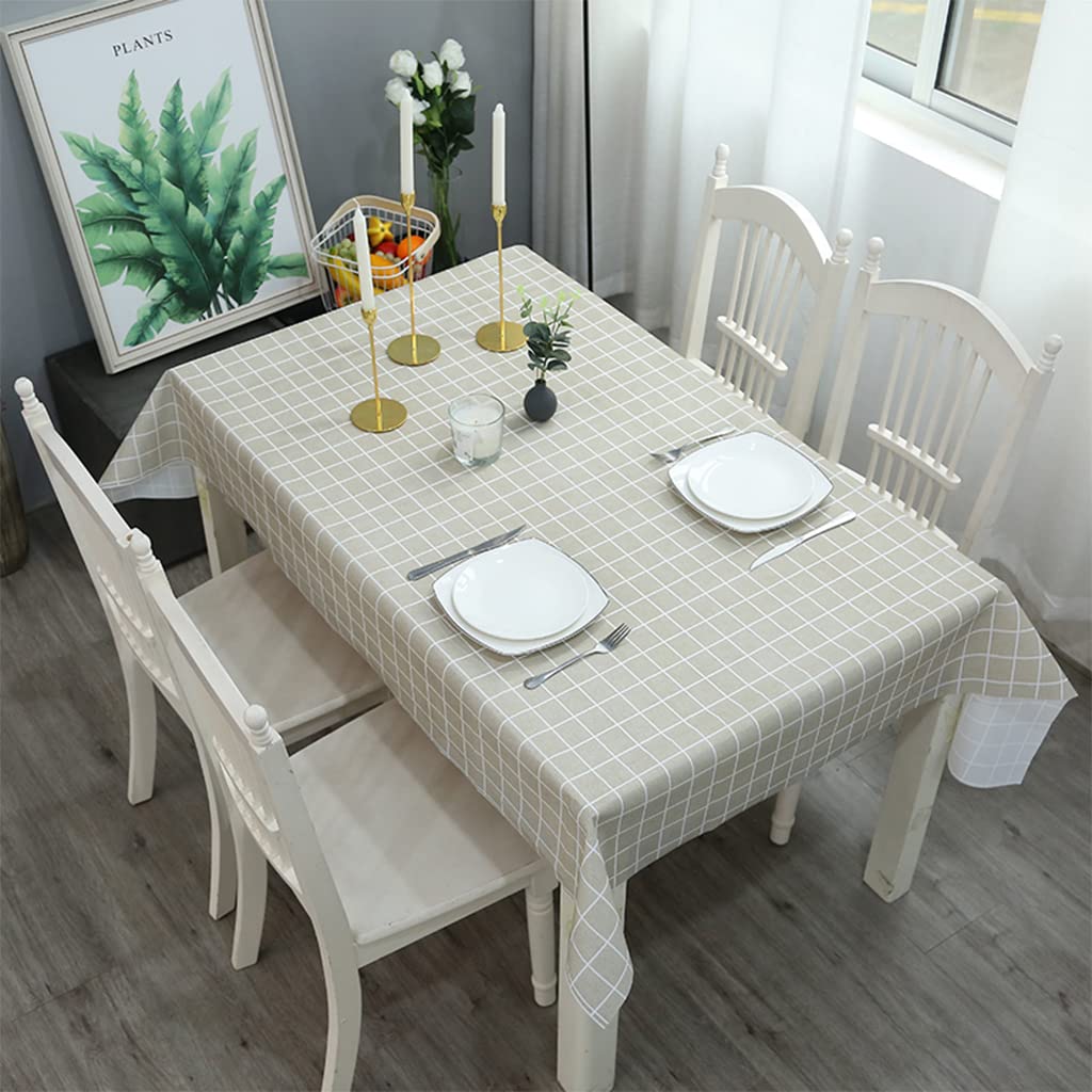 137*180cm Grey Checkered PVC TableCloth Plaid Wipeable Tablecloth Rectangular,Plastic Wipe Clean Tablecloth Stain Resistant,Waterproof,Oil-proof Gingham Table Cover for Outdoor Picnic,Party,Dinner — image 1