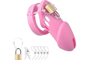 Chrontier Chastity for Men Chastity Devices BDSM Penis Cock Cage with Lock Soft Silicone Cock Ring Penis Ring Restraint Bonda