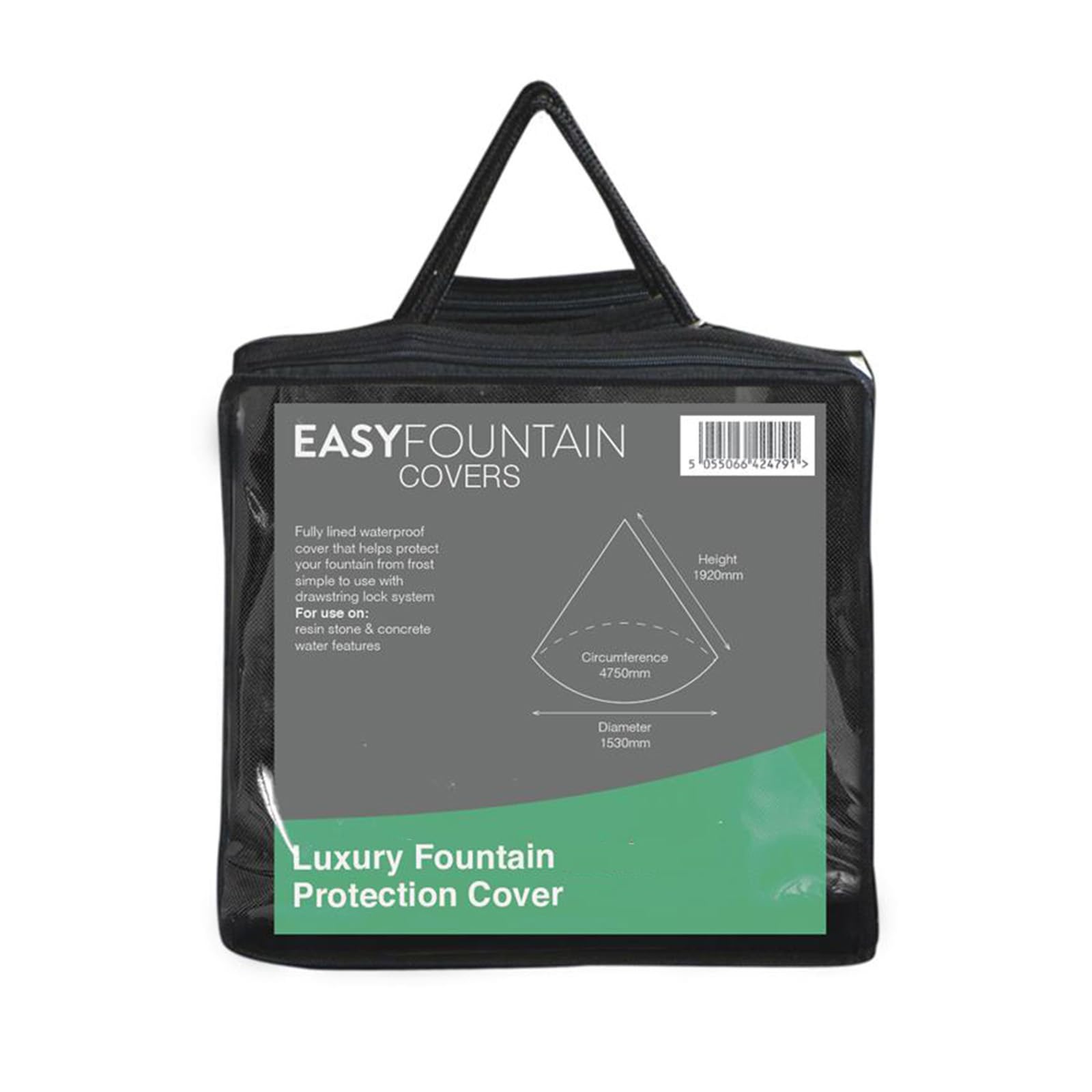 Luxury Lined Fountain Protection Cover - Small, Black