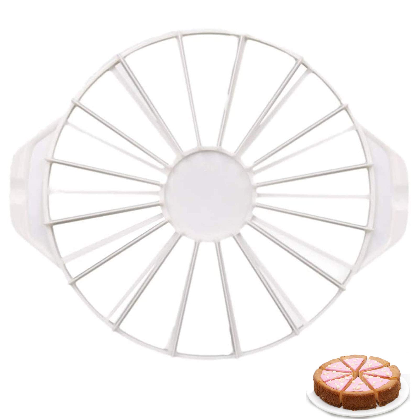 YCZCHE14 Cake Divider Cutter Round Cake Cutter Bread Cake Divider Pastry Slicer Cheesecake Cutter 14/16 Part Cutter Cake Decorating Mold Bakeware Kitchen Baking Tool White 1 Piece