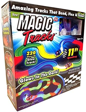 New Magic Tracks The Amazing Race track that Can Bend, Flex &amp; Glow 11Ft | 220 pcs | with 1 red car |As Seen on TV |