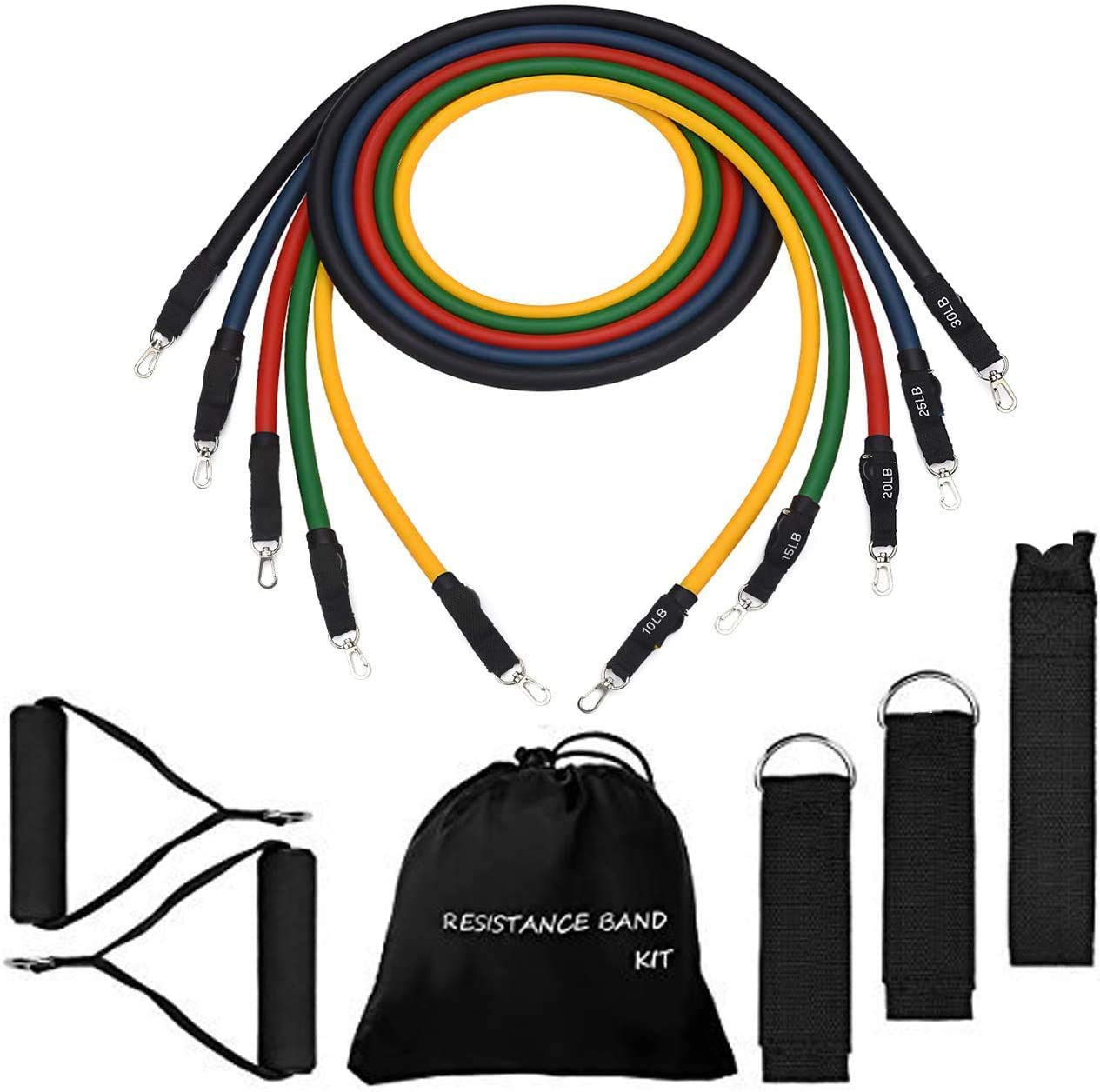 TOPELEK Exercise Resistance Bands Set, [Upgraded Version] Fitness Resistance Bands Set with 5