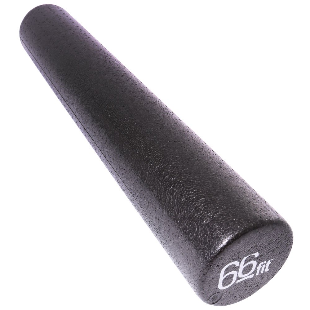 66fit Black Foam Roller 15x90cm - Firm Physio Pilates Yoga Trigger Point Massage Therapy