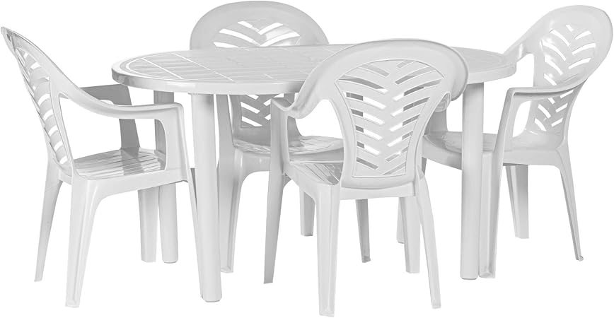 Resol 4 Person Gala Outdoor Garden Dining Table And Chairs Set Uv Resistant Patio Furniture White Amazon Co Uk Kitchen Home