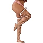 SweatyRocks Women's Bowknot Fishnet Thigh High See Through Mesh Stockings Tights