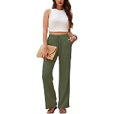 Beautiful Nomad Women's Linen Straight Leg Pants with Pockets | High Waisted, Wide, Drawstring, Casual Flowy Pant, Beach Vacation, Office, Spring Summer Fall Trousers