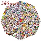 QWDDECO Sticker Pack (386-pcs) Vinyl Kawaii Decal Stickers for Laptop,Luggage,Wall,Skateboard,Bike,PS4,Xbox one,Iphone,Car-Party Favors for Kids,Adults,Teens,Boys and Girls-Graffiti Decals -Waterproof