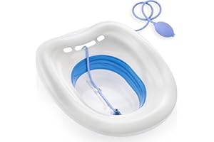Soothic Sitz Bath for Toilet Seat, Sitz Bath for Hemorrhoids, Sitz Baths for Postpartum Care, Upgraded Collapsible Sitz Baths with Flusher, Drain Holes, Wider Seating Area, Deeper Bowl
