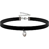 TAMAWire Leather Chocker, Necklace with Heart Zinc Alloy, Gothic Necklace, Necklace for Women, Black Choker Necklace, Goth Jewelry (Dainty Heart)
