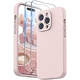 SURPHY Designed for iPhone 14 Pro Max Case with Screen Protector, (with Camera Protection & Soft Microfiber Lining) Liquid Silicone Phone Case, Pink Sand