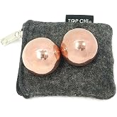 Top Chi Solid Copper Baoding Balls with Carry Pouch for Hand Therapy, Exercise, and Stress Relief (Pocket Sized 1 Inch)