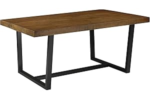 Walker Edison Andre Modern Solid Wood Dining Table, 72 Inch, Rustic Oak