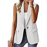 Sleeveless Blazer Vest for Women Winter 2026 Fashion Casual Lightweight Open Front Work Office Blazer Jackets with Pockets