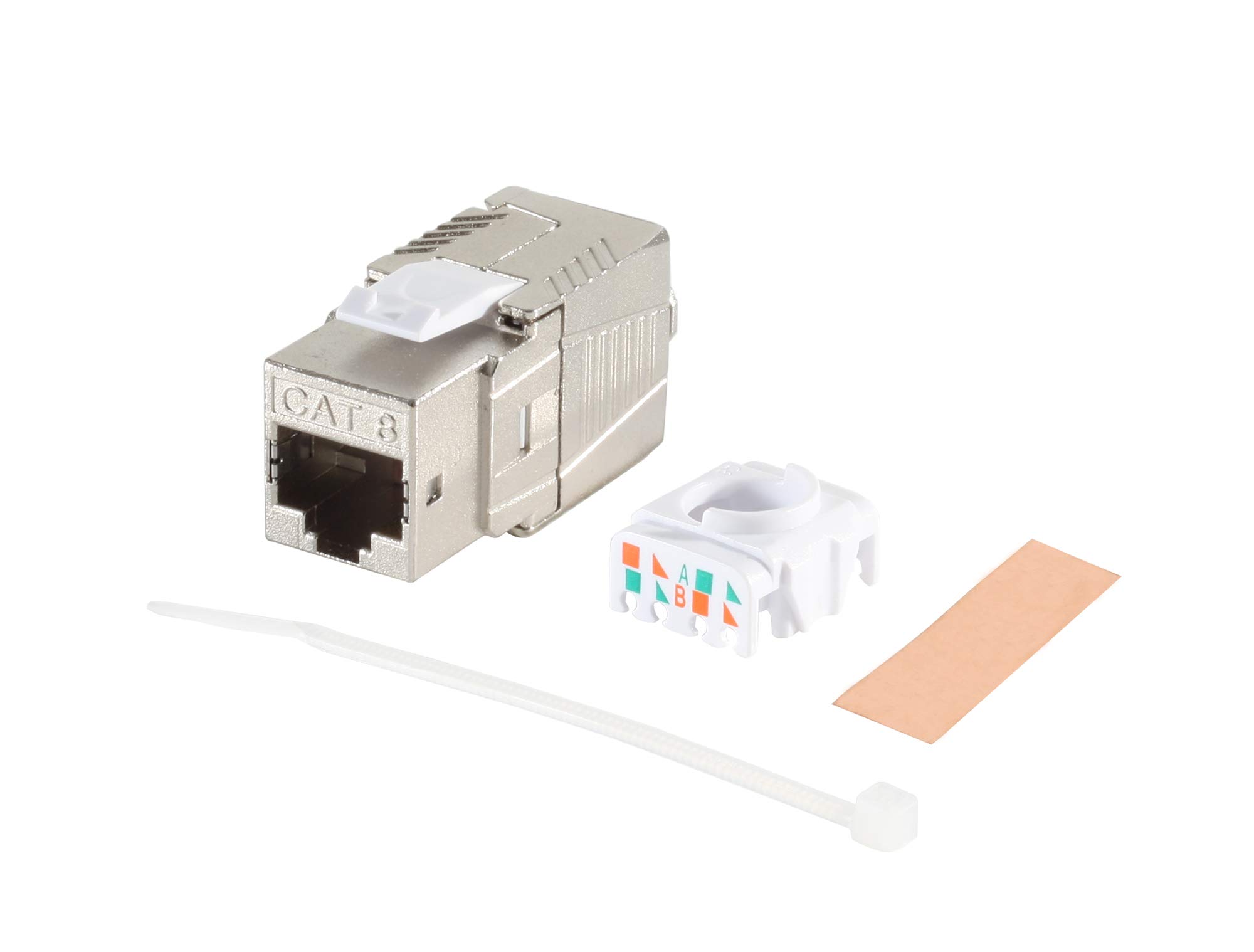 1aTTack.de 1 x CAT 8-10 x Keystone RJ45 Tool-free CAT8 Key Stone shielded metal housing 40Gbit s compatible with Cat5 Cat6 Cat7 1 piece Cat8 Keystone Cat8 Keystone