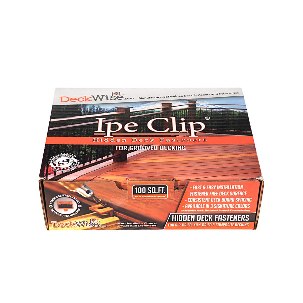 DeckWise Ipe Clip - Extreme KD Fastener System - 1/4 Spacing - BLACK CLIPS - for Kiln Dried Decking - 175 pcs for 100 Sq. Ft. of Decking - (Includes 8 x 2 Stainless Steel Screws) by DeckWise