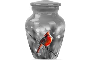 JAGSHASHI Cardinal Small Urn for Ashes - Funeral Urn for Adult Women, Mother, Mom - Memorial Keepsake (3 Inch, Pack of 1)