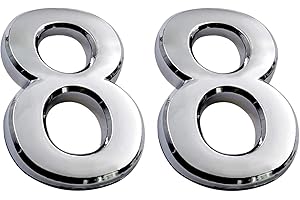 COBATA 2.75 Inch Adhesive House Numbers, Mailbox numbers, Street Door Numbers, Self-stick Address Signs for Apartments, Double Silver Number 8